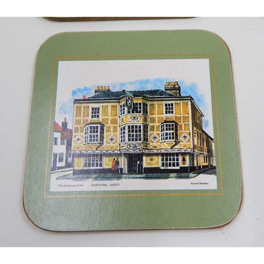 Cloverleaf Square Country Pubs CC14 Cork Coasters Set of 6